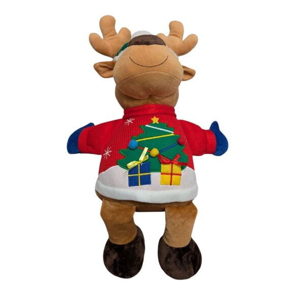 Kids of America Reindeer Christmas cable knot sweater stuffed toy 18 inch 2015 - Picture 1 of 11